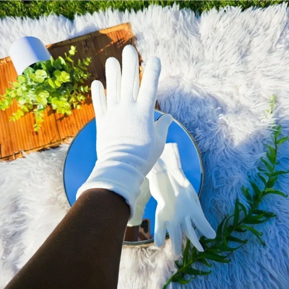New Cozy Ivory Text Capability Statement Gloves.